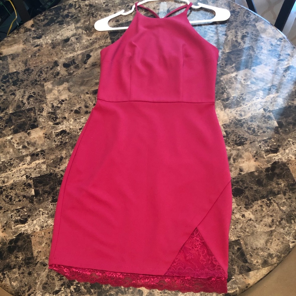 I.N. SAN FRANCISCO - Lace Peek-a-Boo Hem Dress